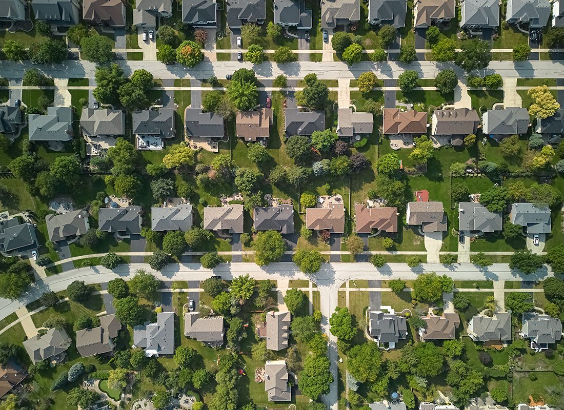 Mokena, IL - Aerial View of Homes and Trees on a Sunny Day in Mokena, IL